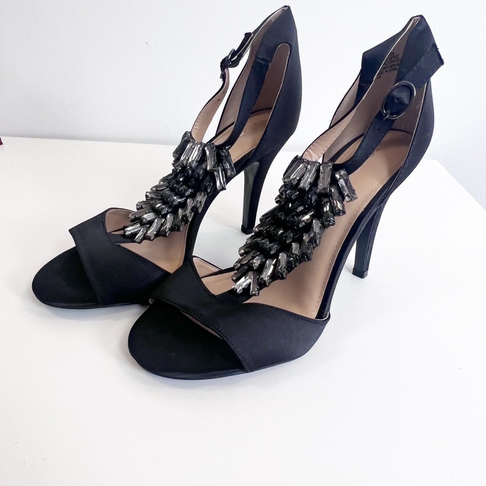 Torrid satin bejeweled heels open toe shoes 10 Wide